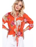 Orange summer shirt with flowers MP26186 - Online store - Boutique